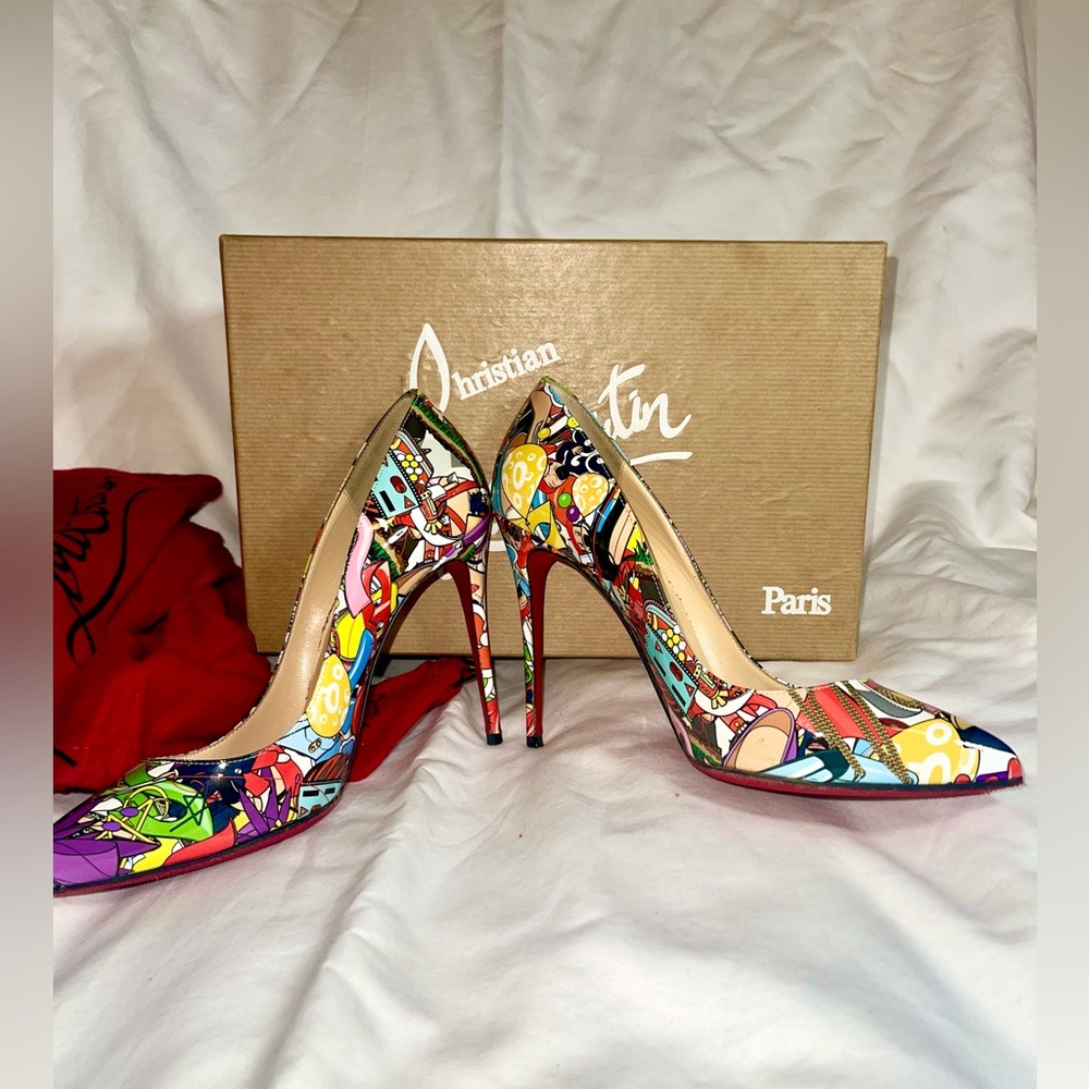 Christian Louboutin Pigalle Follies 100 Patent Super Loubi Multi Heel Pump 37 - Picture 5 of 7